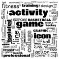 collage sports word cloud green background, all sports, this contain use as banner, painting, motivation, web-page, website