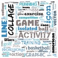 collage sports word cloud green background, all sports, this contain use as banner, painting, motivation, web-page, website