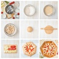 Collage, step by step recipe. Galette with vegetable