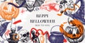 Collage style Halloween frame design. Hand drawn vector illustration. Halloween party invitation. Abstract shapes, trendy design Royalty Free Stock Photo