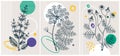 Collage-style summer herbs vector illustration. Hand-sketched floral banner set. Trendy design with botanical elements and