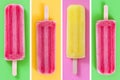 Collage of summer popsicles on different background Royalty Free Stock Photo