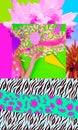 Collage Summer tropical girl 90s fashion style. Kawaii party vanilla look. Minimal art