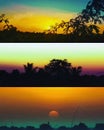 Collage of sunsets at townside Royalty Free Stock Photo