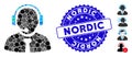 Collage Support Manager Icon with Scratched Nordic Stamp
