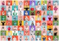 The collage of surprised people wearing protective face masks on multicolored background Royalty Free Stock Photo