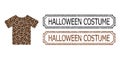 Halloween Costume Grunge Badges with Notches and T-Shirt Mosaic of Coffee Seeds