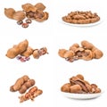 Collage of Tamarind close-up on white Royalty Free Stock Photo