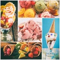 Collage of tasty sweet ice creams Royalty Free Stock Photo