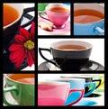 Collage of teacups in different colors Royalty Free Stock Photo