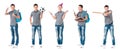 Set of teen boy on white Royalty Free Stock Photo