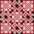 Oma`s quilt, collage for a quilt, red and beige with checkers Royalty Free Stock Photo