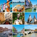 Collage on the theme of the Italy: Venice, Verona, Burano Royalty Free Stock Photo