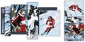 Collage on theme skiing. Stock illustration.