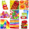 Collage of things of different colors Royalty Free Stock Photo