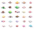 Collage of Thirty Different Flavors of Salt Water Taffy