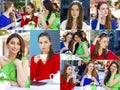 Collage, Three Beautiful young women Royalty Free Stock Photo