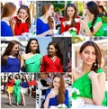 Collage, Three Beautiful young women Royalty Free Stock Photo