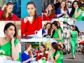 Collage, Three Beautiful young women Royalty Free Stock Photo