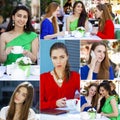 Collage, Three Beautiful young women Royalty Free Stock Photo