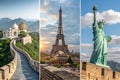 Travel, tourism collage attractions of the world Royalty Free Stock Photo