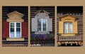 Windows of a russian house in colony Alexandrowka in Potsdam Royalty Free Stock Photo