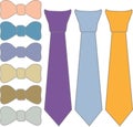 Collage ties and bow tie