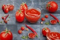 Collage of tomatoes with garlic and pepper Royalty Free Stock Photo
