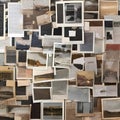 A collage of torn magazine pages, vintage photographs, and handwritten letters, telling a visual story1, Generative AI