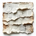 Collage of Torn Newspaper Sections on White Background with Shadow Royalty Free Stock Photo