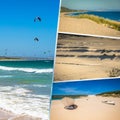 Collage of tourist photos of the Tarifa, Spain. Royalty Free Stock Photo