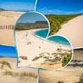 Collage of tourist photos of the Tarifa, Spain. Royalty Free Stock Photo