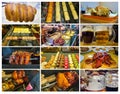 The collage about traditional Czech street food - trdelnik