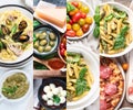 Collage of traditional italian food. Mediterranean cuisine Royalty Free Stock Photo