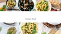 Collage of traditional italian food. Mediterranean cuisine Royalty Free Stock Photo