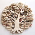 Collage Tree Carving On White Background