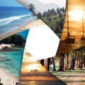 Collage of tropical seas with blank space Royalty Free Stock Photo