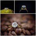 Collage Of Two Carat Solitaire Diamond Ring Royalty Free Stock Photo