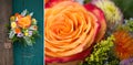 Collage of two pictures of rustic flower bouquet