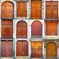 Typical vintage wooden doors collage Royalty Free Stock Photo