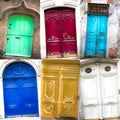 Collage of typical vintage  wooden doors Royalty Free Stock Photo