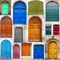 Typical vintage wooden doors collage