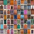 Typical vintage wooden doors collage Royalty Free Stock Photo