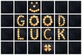 Collage of the uppercase letter - words GOOD LUCK Royalty Free Stock Photo