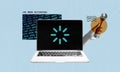 Collage of using AI to process data and fix daily life problems Royalty Free Stock Photo