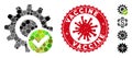 Collage Valid Settings Gear Icon with Coronavirus Grunge Vaccine Stamp
