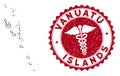 Collage Vanuatu Islands Map with Grunge Clinic Watermark