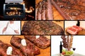 Collage of 7 barbecue images Royalty Free Stock Photo