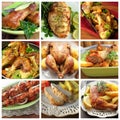 Collage of various chicken products Royalty Free Stock Photo