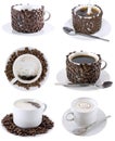 Collage of various coffee cups. Isolated Royalty Free Stock Photo